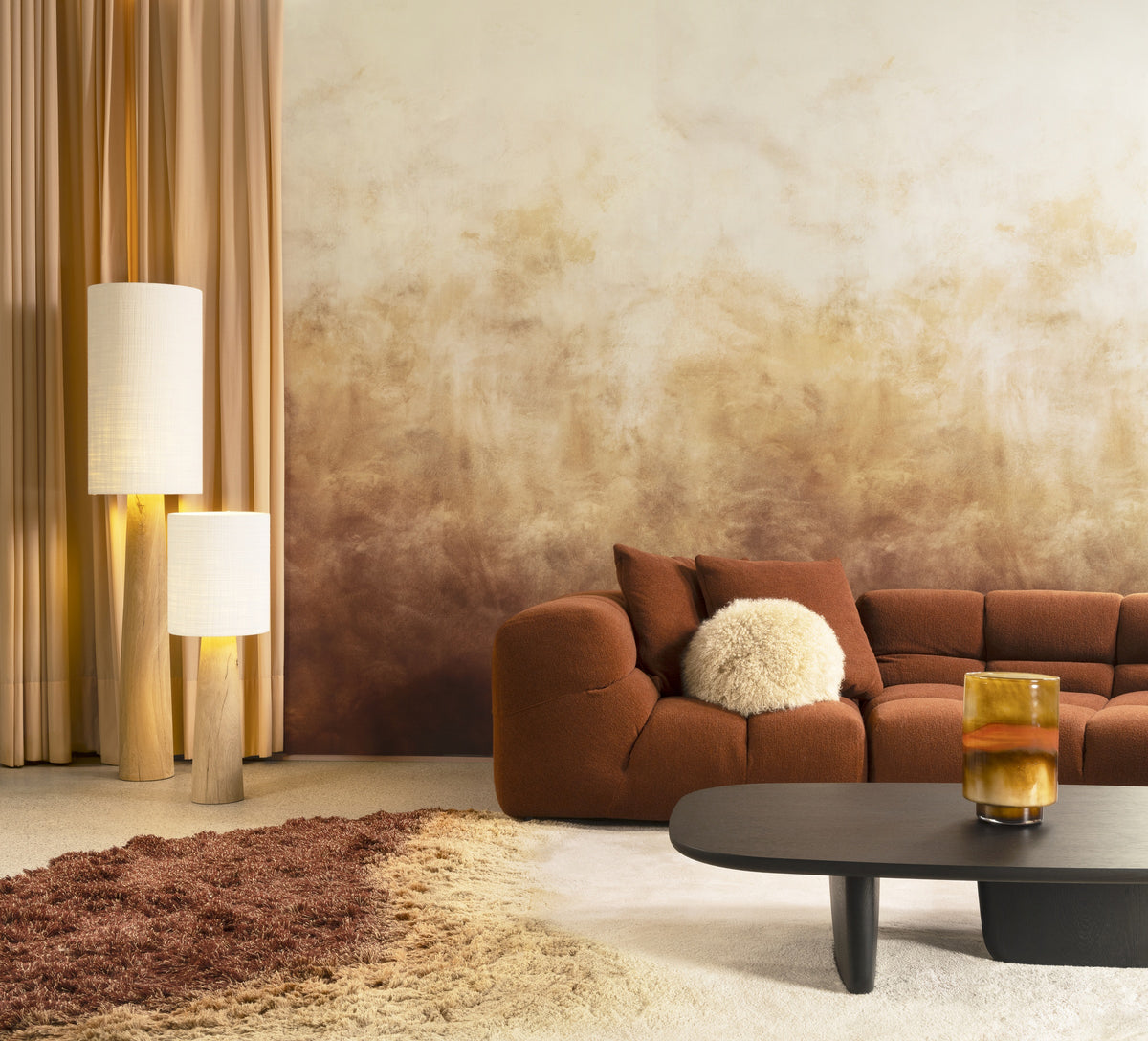 Arte Ombré Flux 32380 Golden Cloud fotobehang in interieur