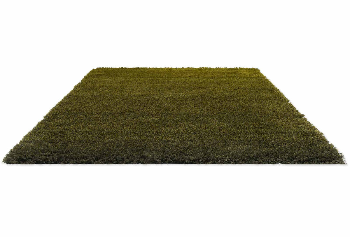 Brink & Campman Shade High Olive/Deep Forest vloerkleed schuin van boven