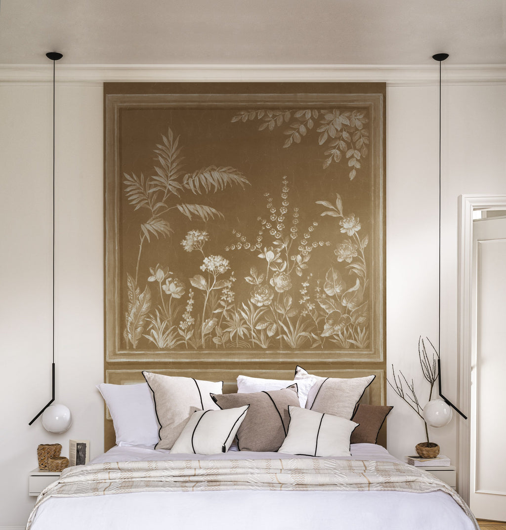 Casamance fotobehang Panoramas Les Intemporels Trianon Metal 70900202 in interieur