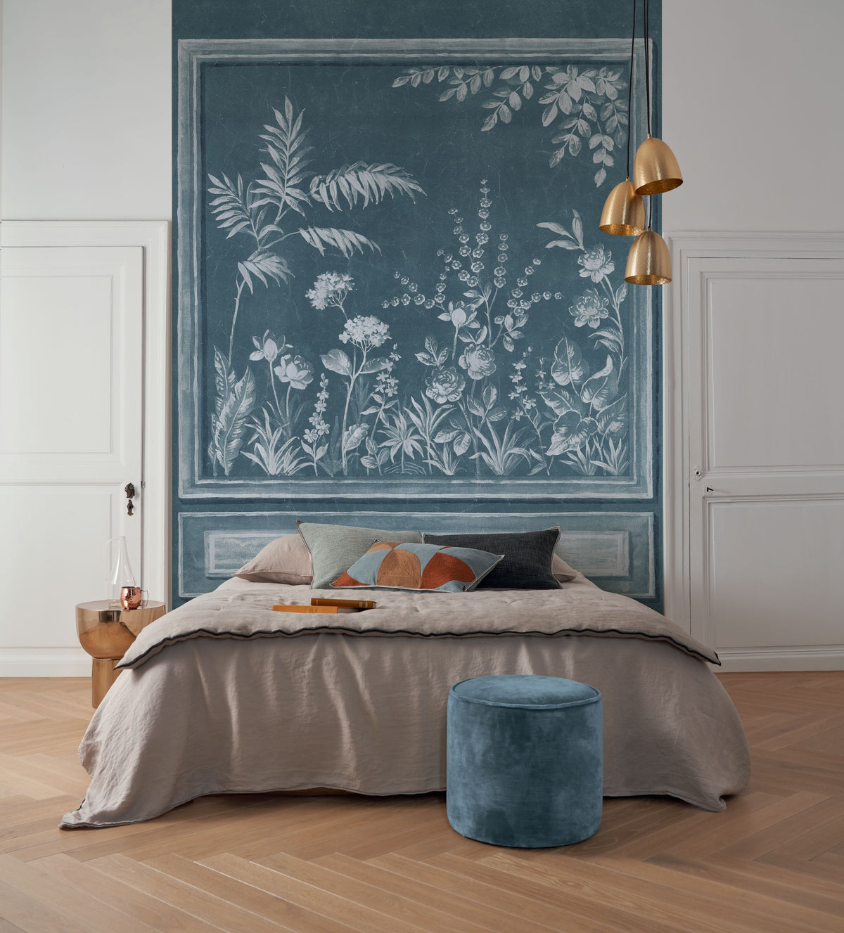 Casamance fotobehang Panoramas Les Intemporels Trianon Metal 70900304 in interieur