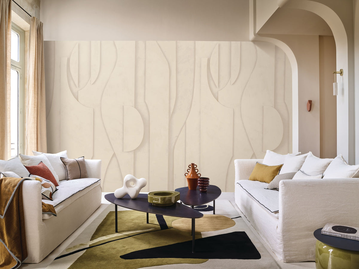 Casamance fotobehang Panoramas Les Intemporels Stuc 74131630 in interieur