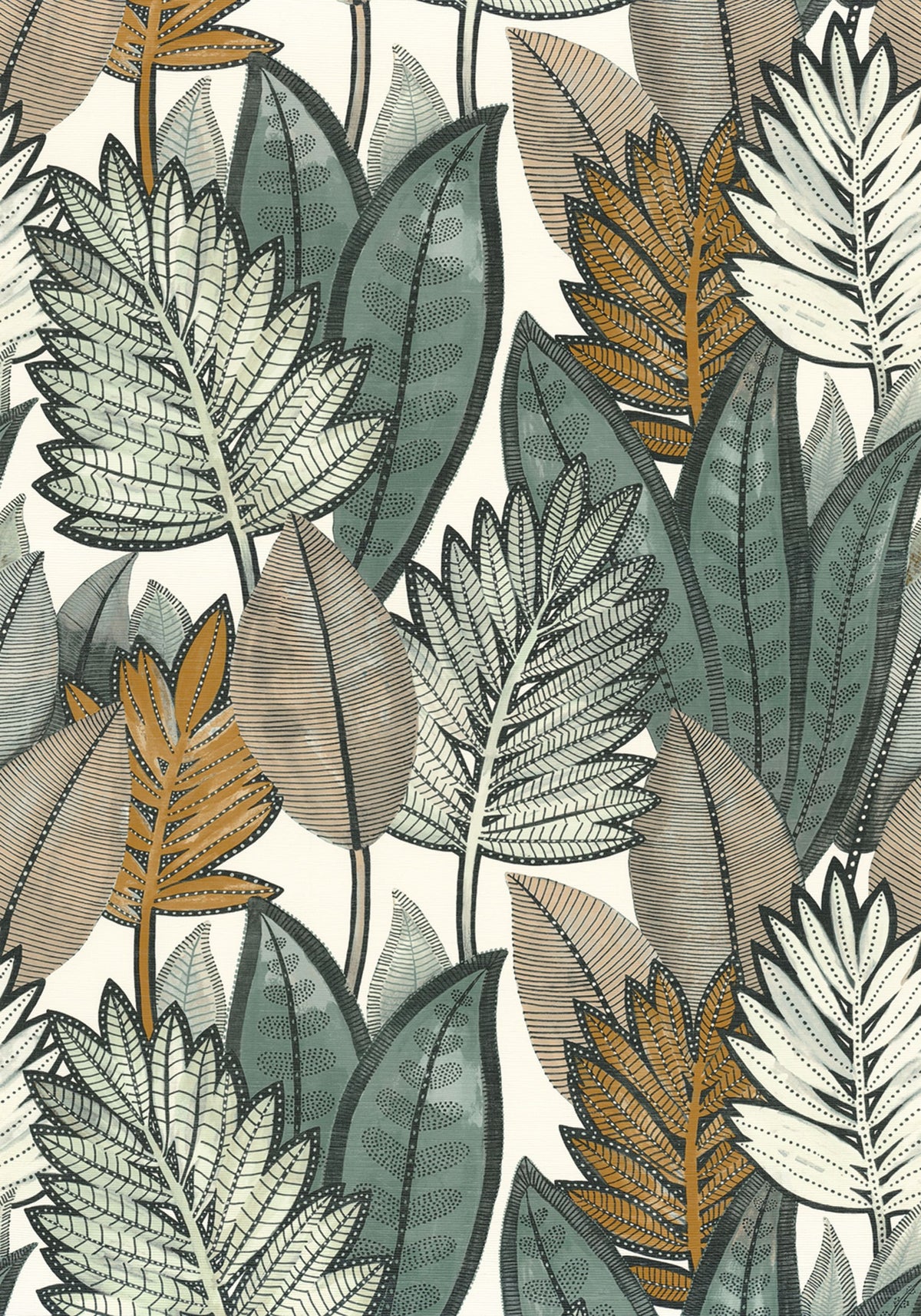 Casamance behang Aventura Sabal 74680672 blanc celadon