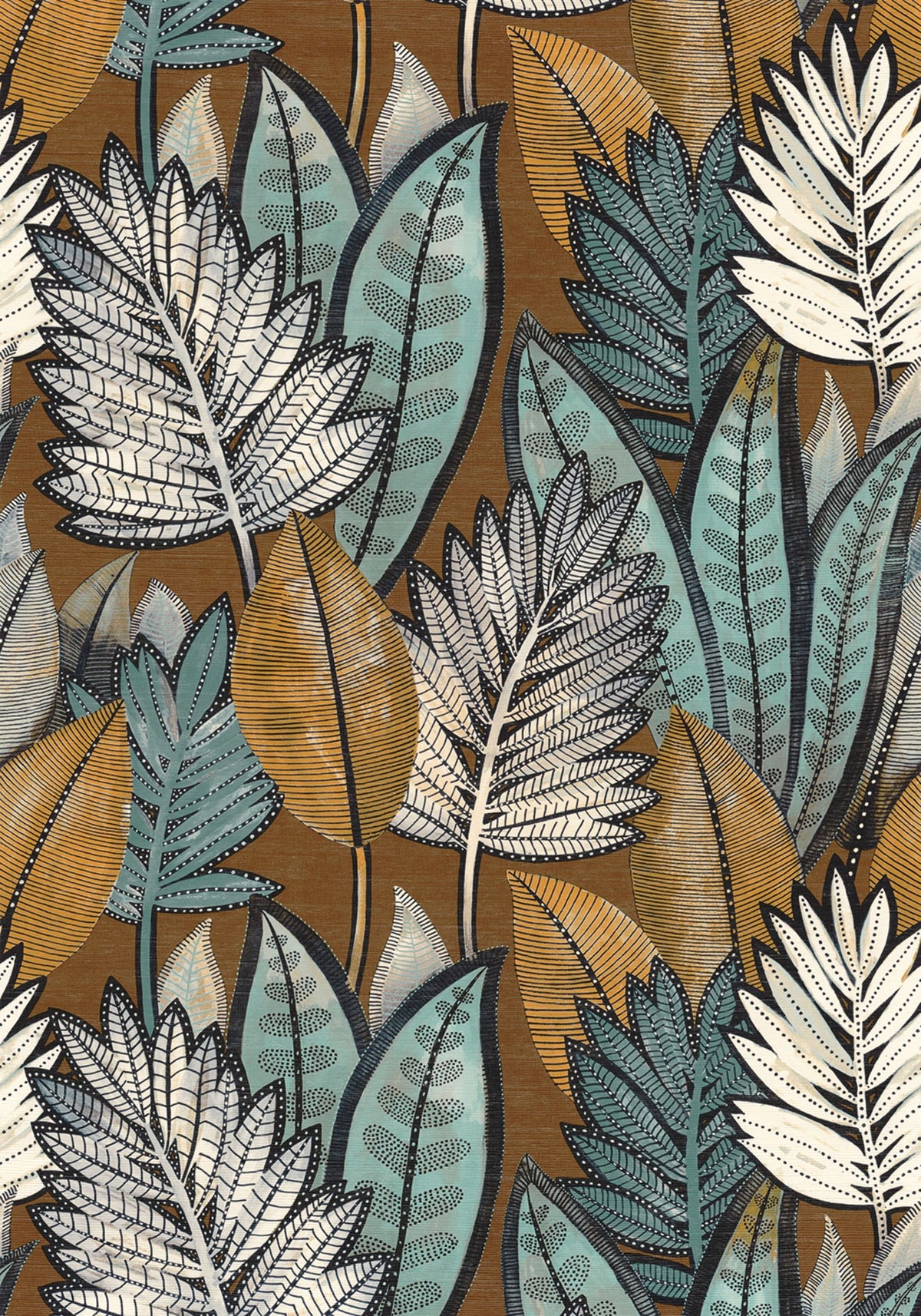 Casamance behang Aventura Sabal 74680774 tabac celadon