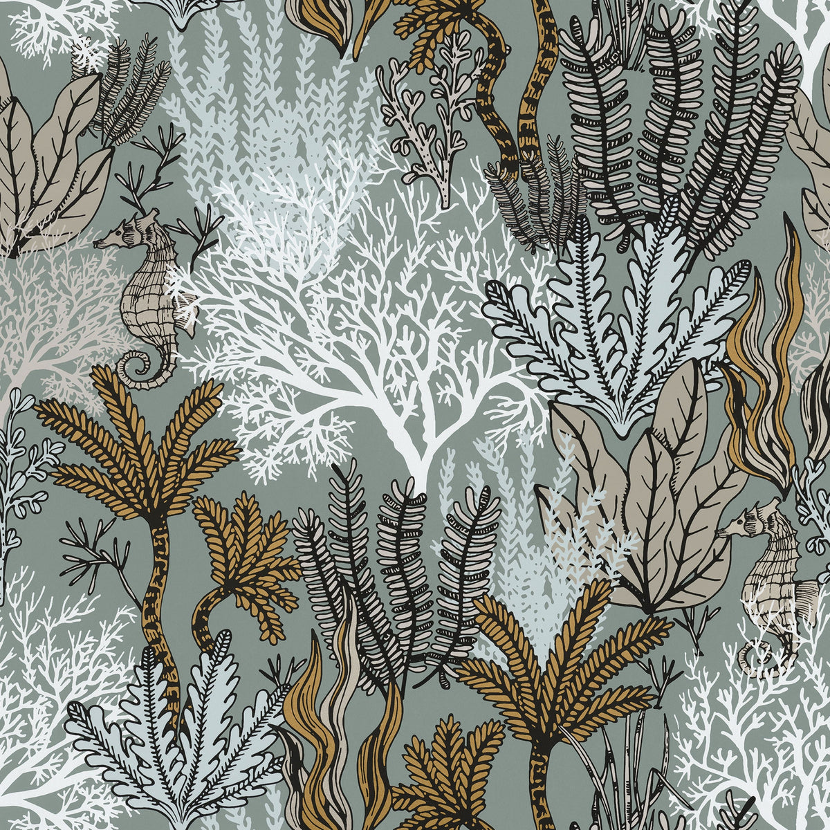 Casamance behang Orphée Posidonie 74700100 celadon (staal)