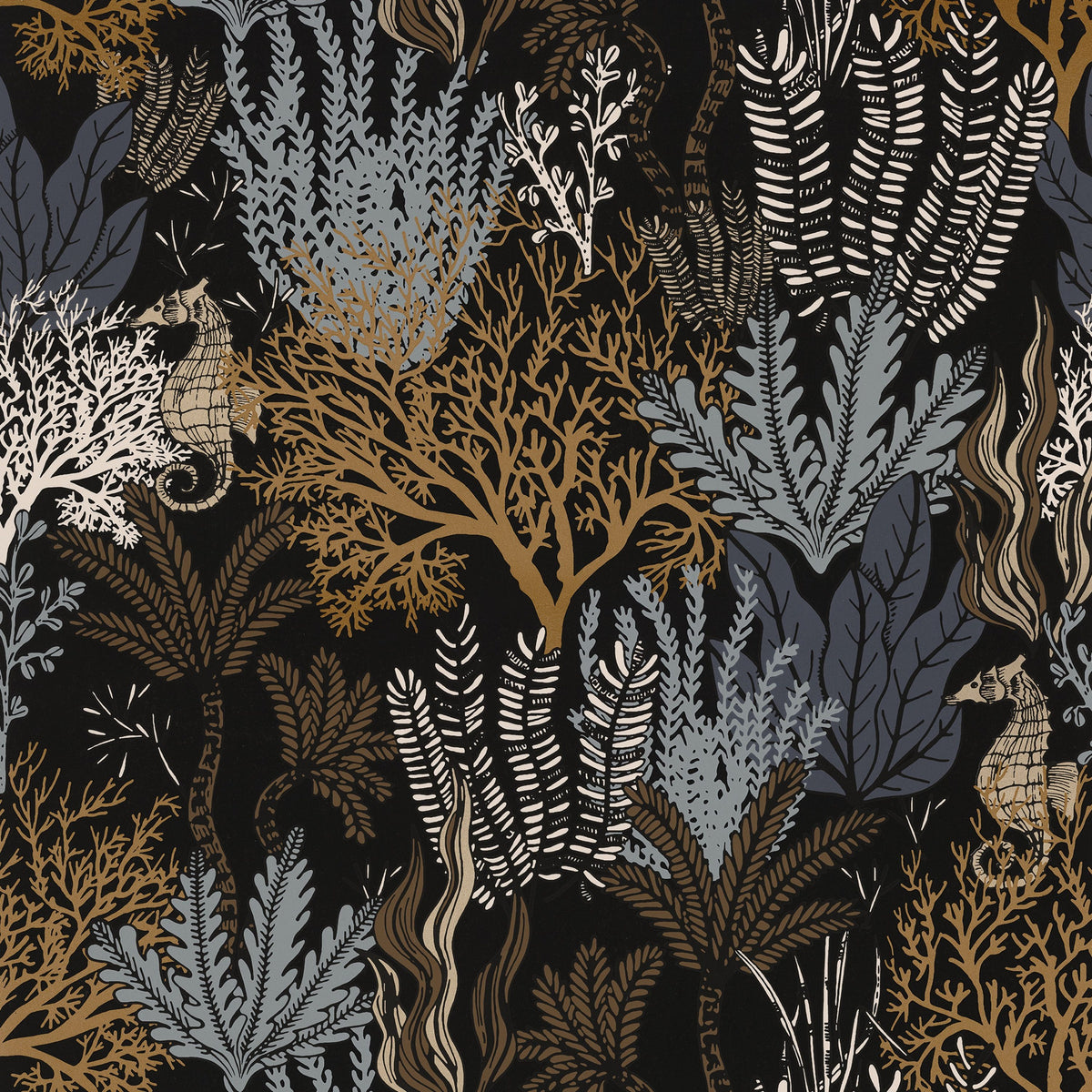 Casamance behang Orphée Posidonie 74700406 noir (staal)