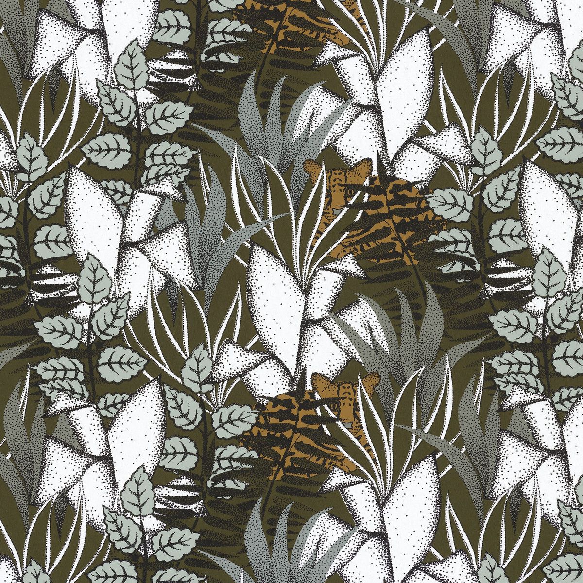 Casamance behang Orphée Tigris 74731734 kaki