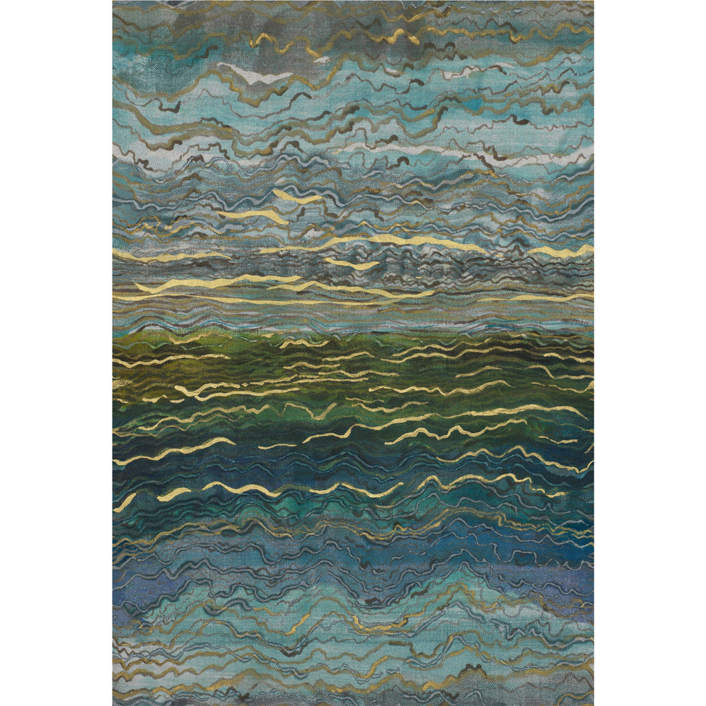 Casamance fotobehang Alliages Azurite 75064090 bleu vert doré