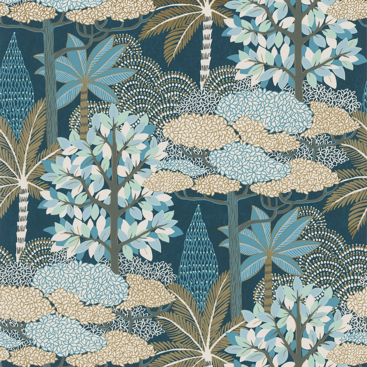 Casamance behang Nuit d'Orient Marakanda 75380100 marine dore