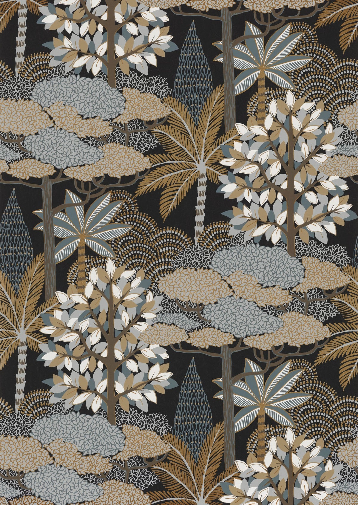 Casamance behang Nuit d'Orient Marakanda 75380508 noir cuivre (staal)