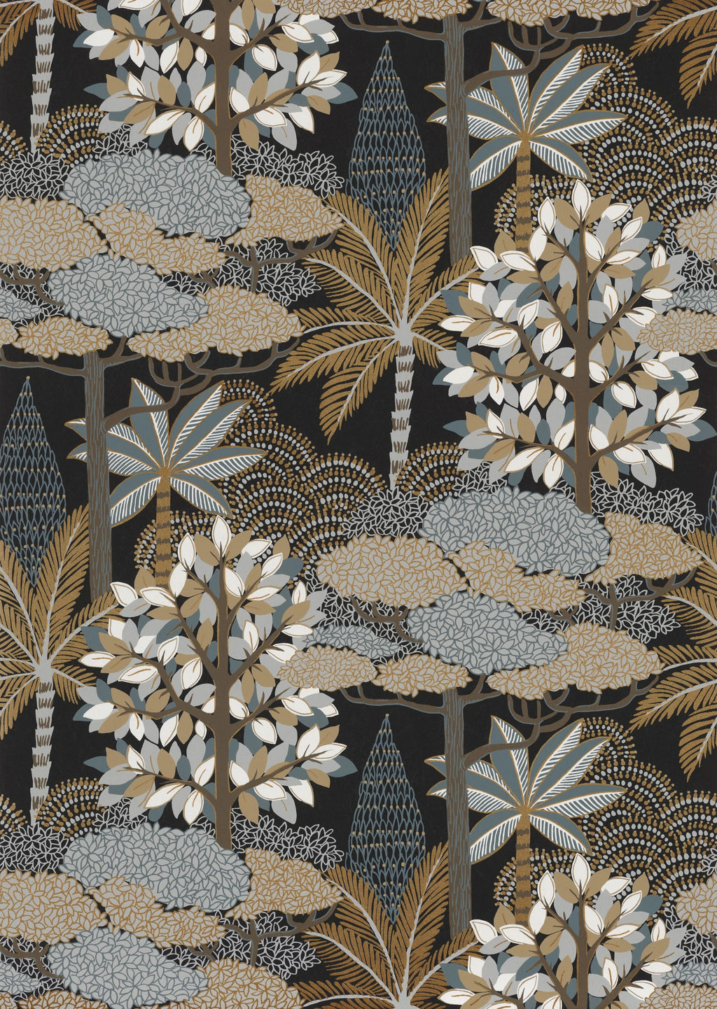 Casamance behang Nuit d'Orient Marakanda 75380508 noir cuivre
