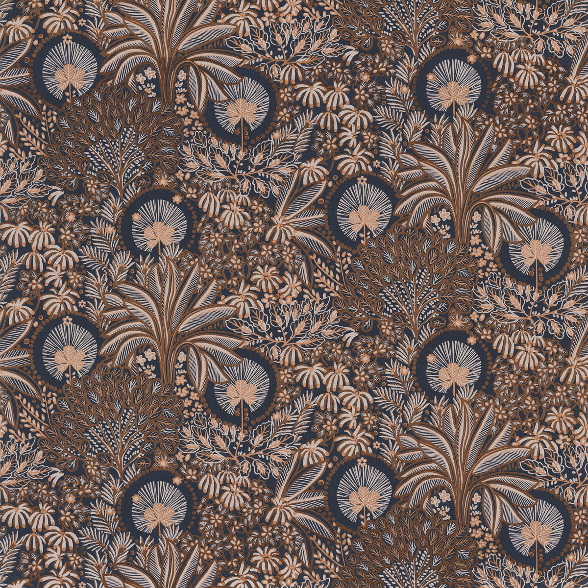 Casamance behang Nuit d'Orient Persee 75391426 marine cuivre (staal)