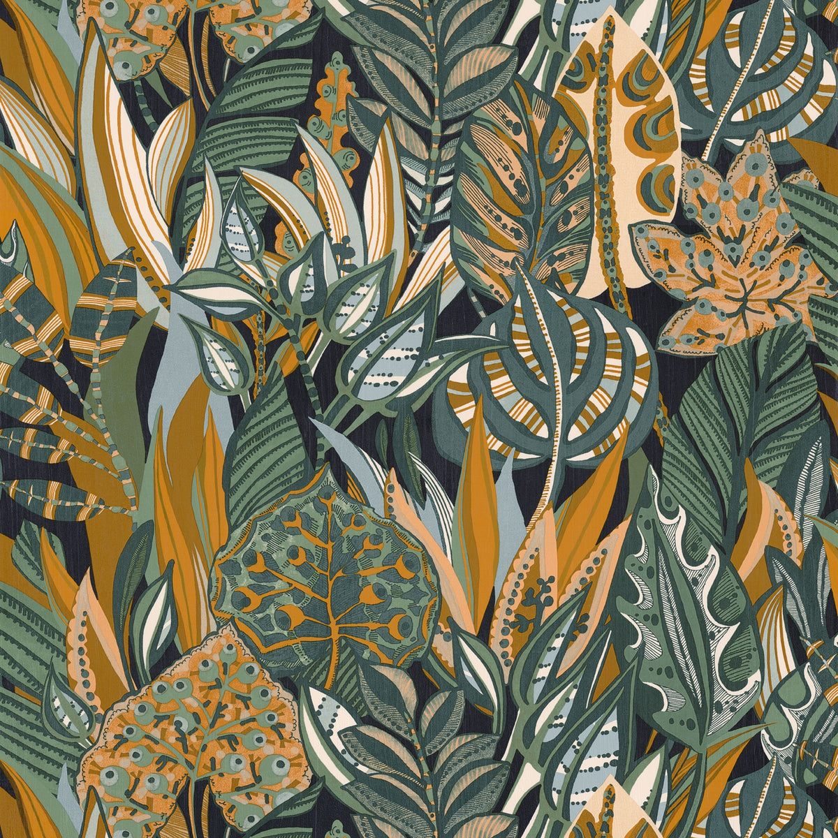 Casamance behang Aventura Desirade 75510814 encre emeraude