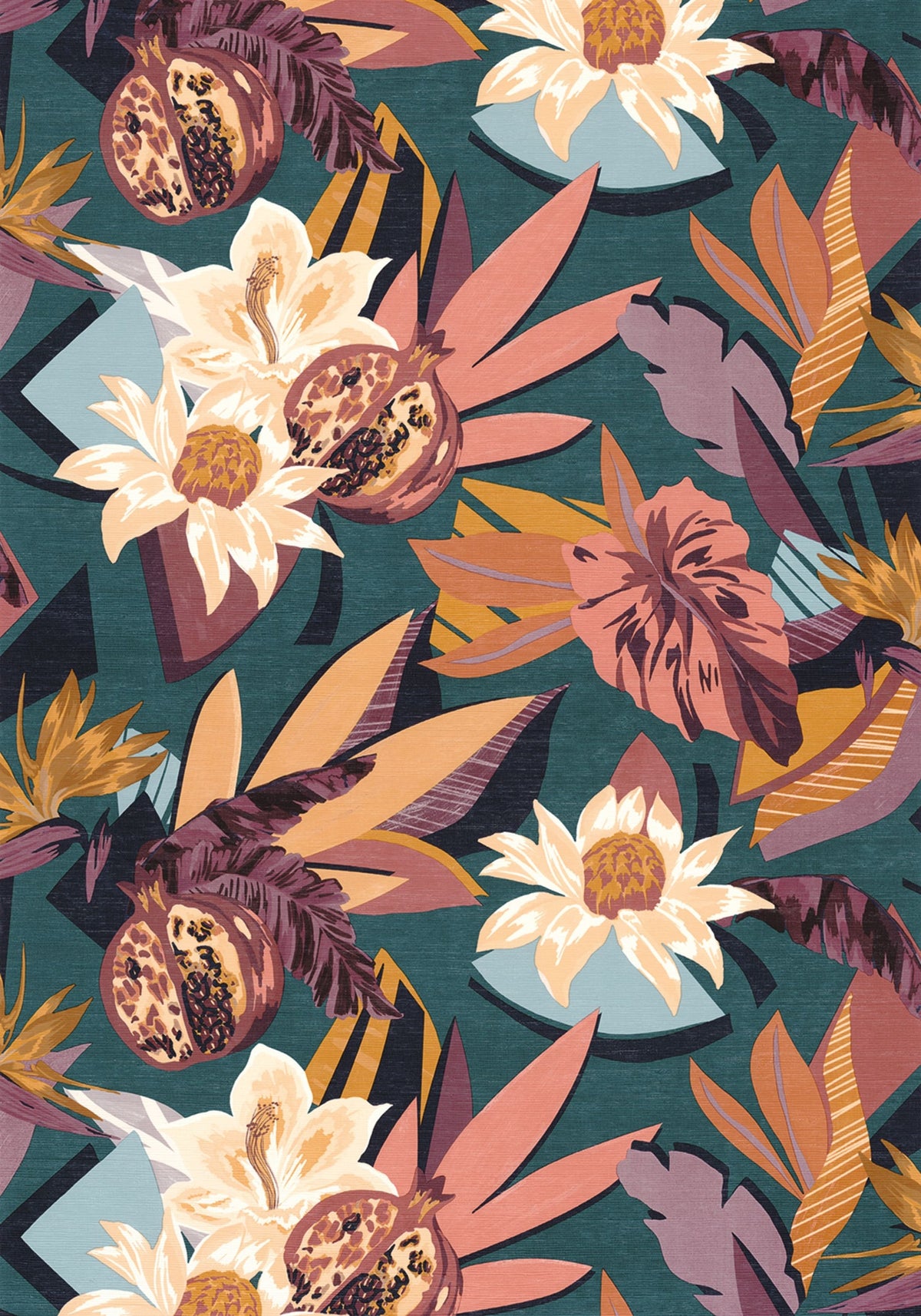 Casamance behang Aventura Salvador 75531630 petrole blush