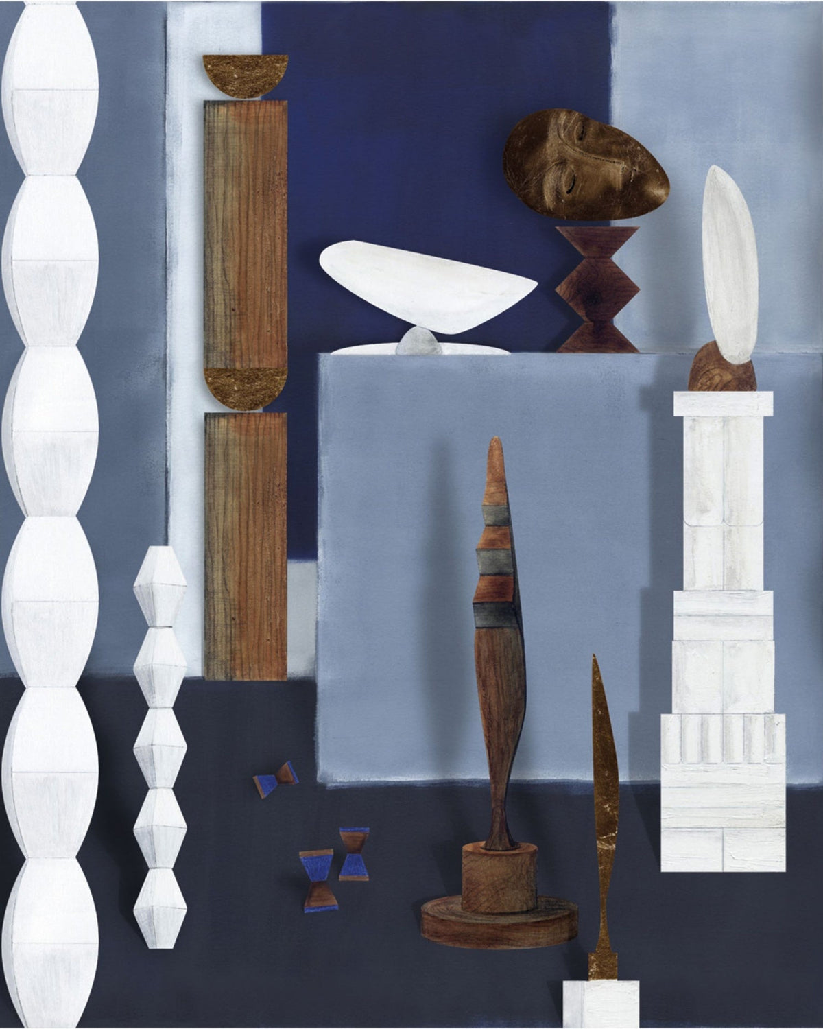 Casamance fotobehang Panoramas 2 L'Atelier de Brancusi 75580202 bleu d'egypte, uitsnede
