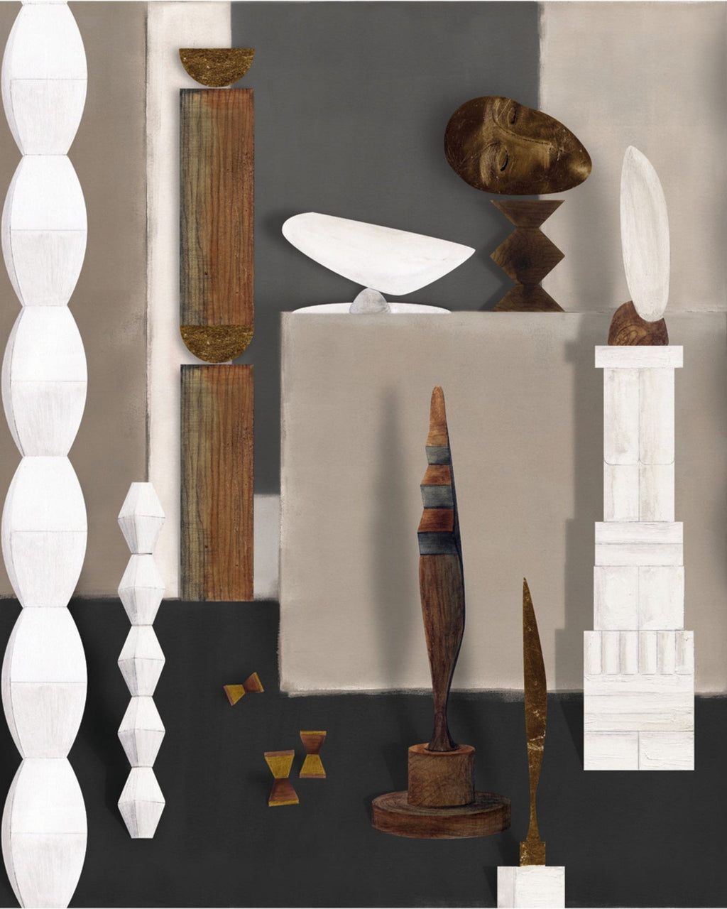 Casamance fotobehang Panoramas 2 L'Atelier de Brancusi 75580304 grege, uitsnede