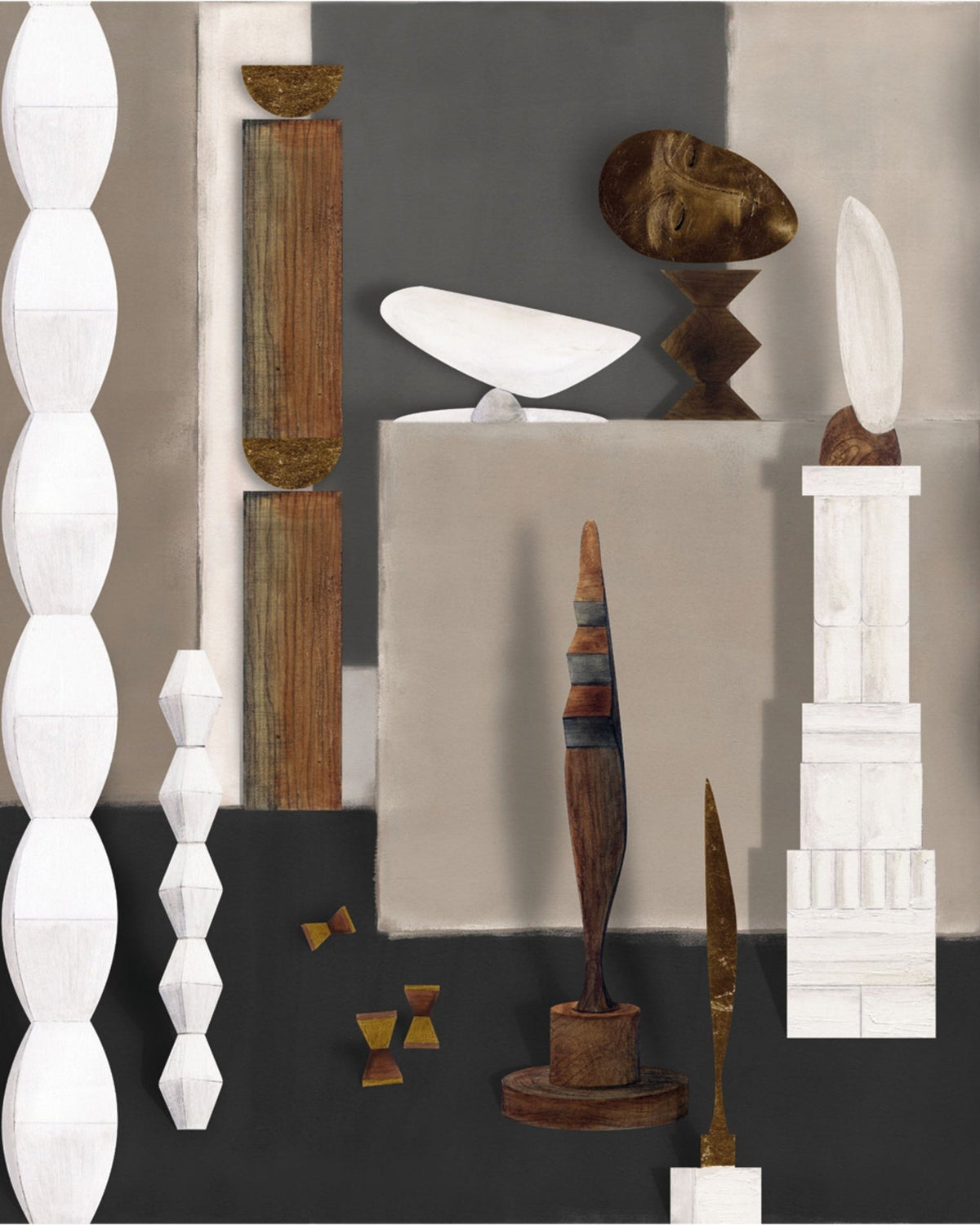 Casamance fotobehang Panoramas 2 L'Atelier de Brancusi 75580304 grege, uitsnede