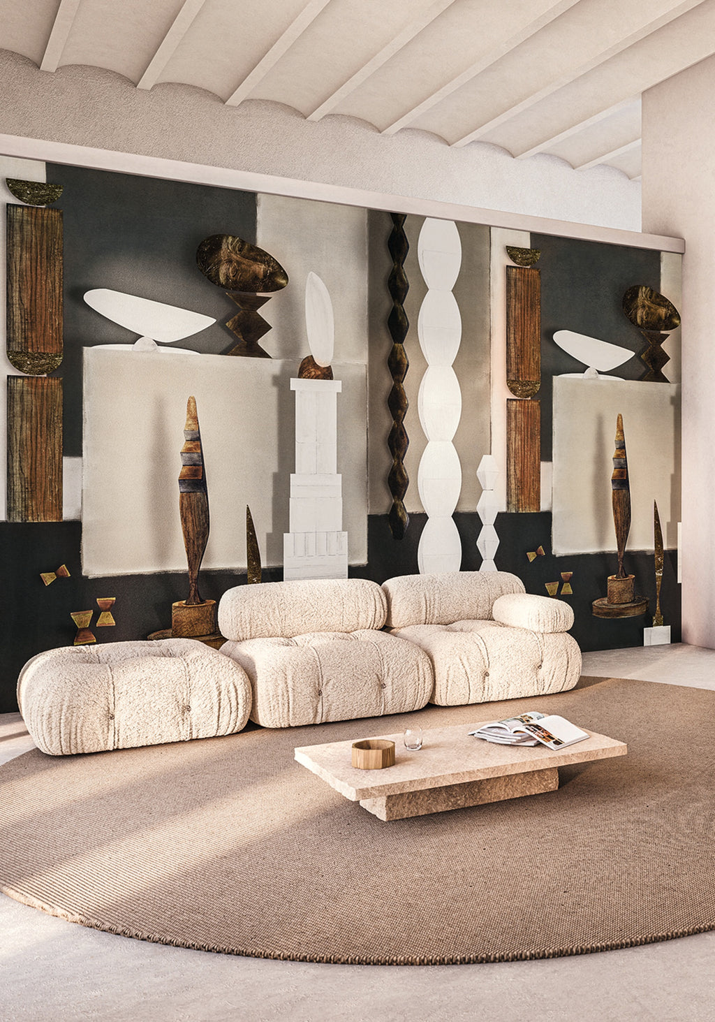 Casamance fotobehang Panoramas 2 L'Atelier de Brancusi 75580304 in interieur