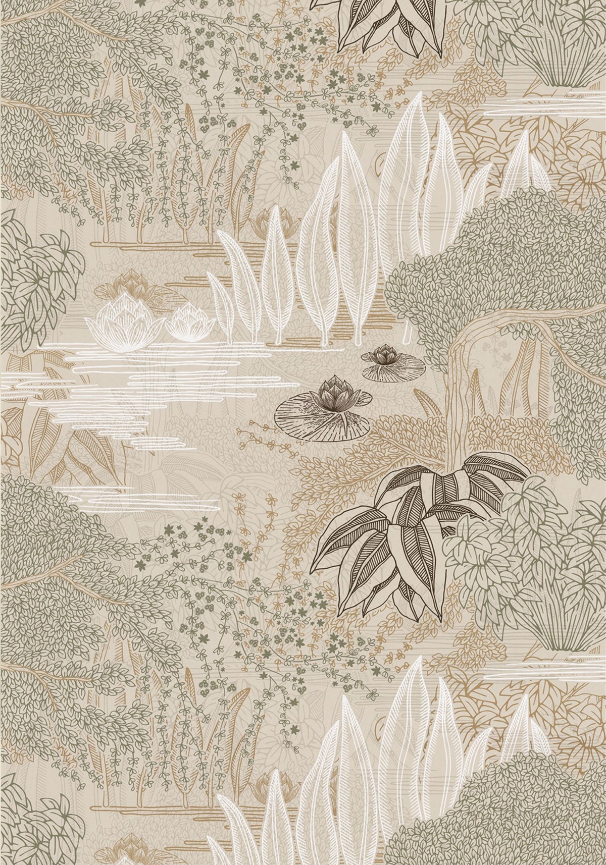 Casamance behang Square Jasmin Jasmin 75680100 grege vert argile (staal)