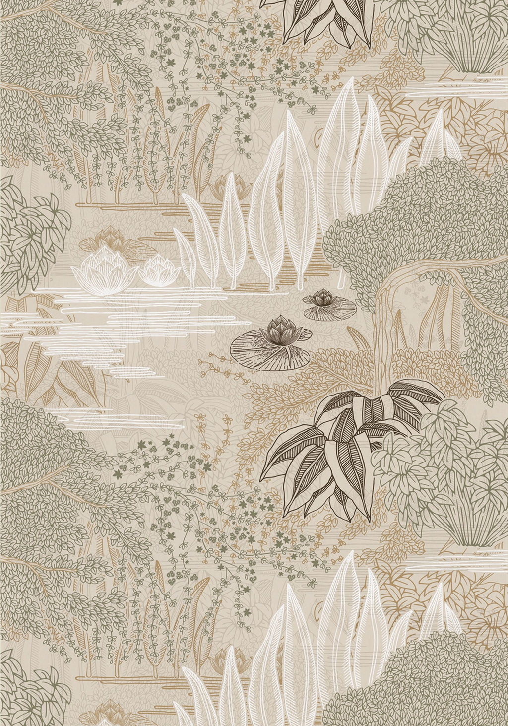 Casamance behang Square Jasmin Jasmin 75680100 grege vert argile