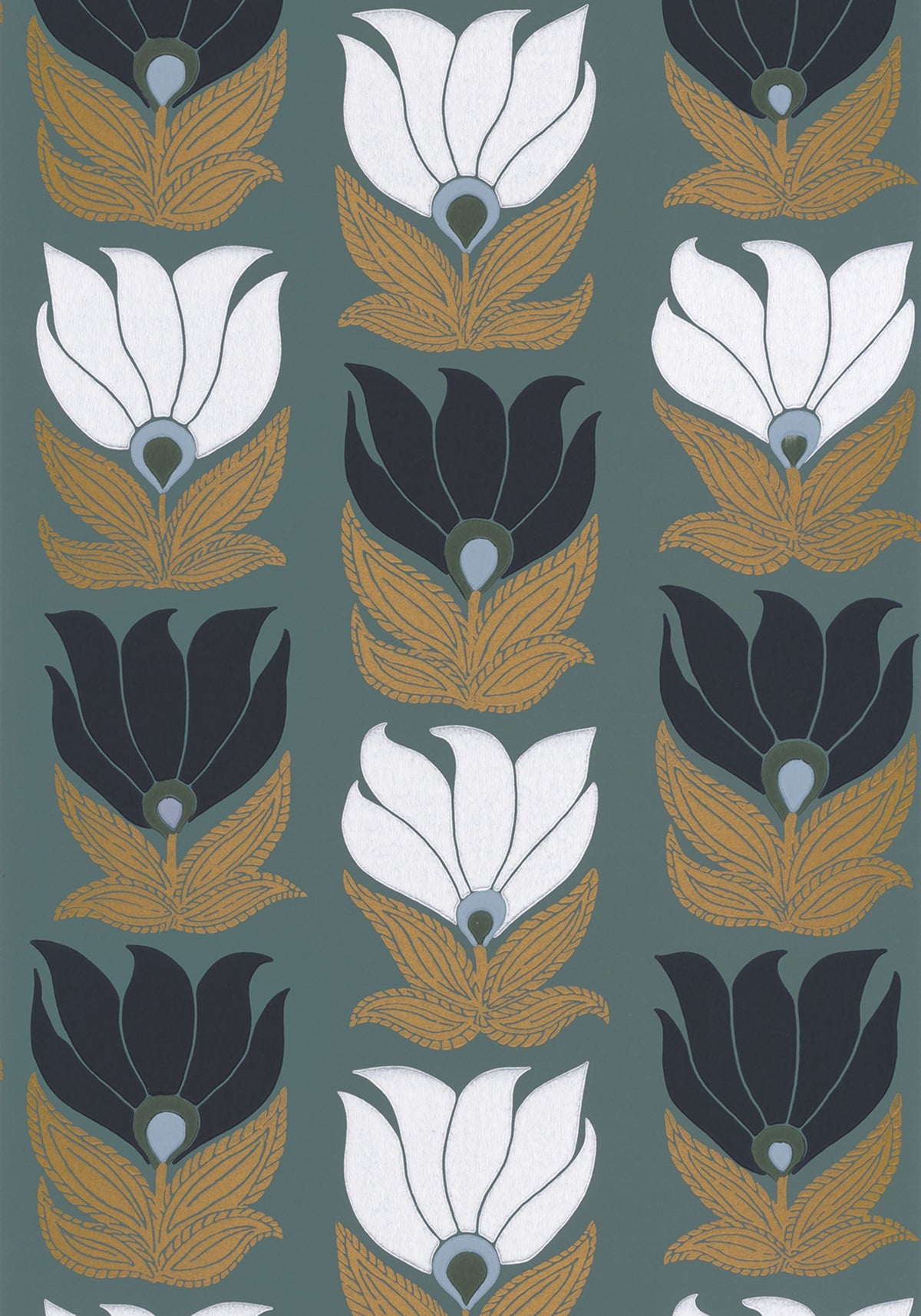 Casamance behang Square Jasmin Dauphine 75690814 vert de gris doré (staal)