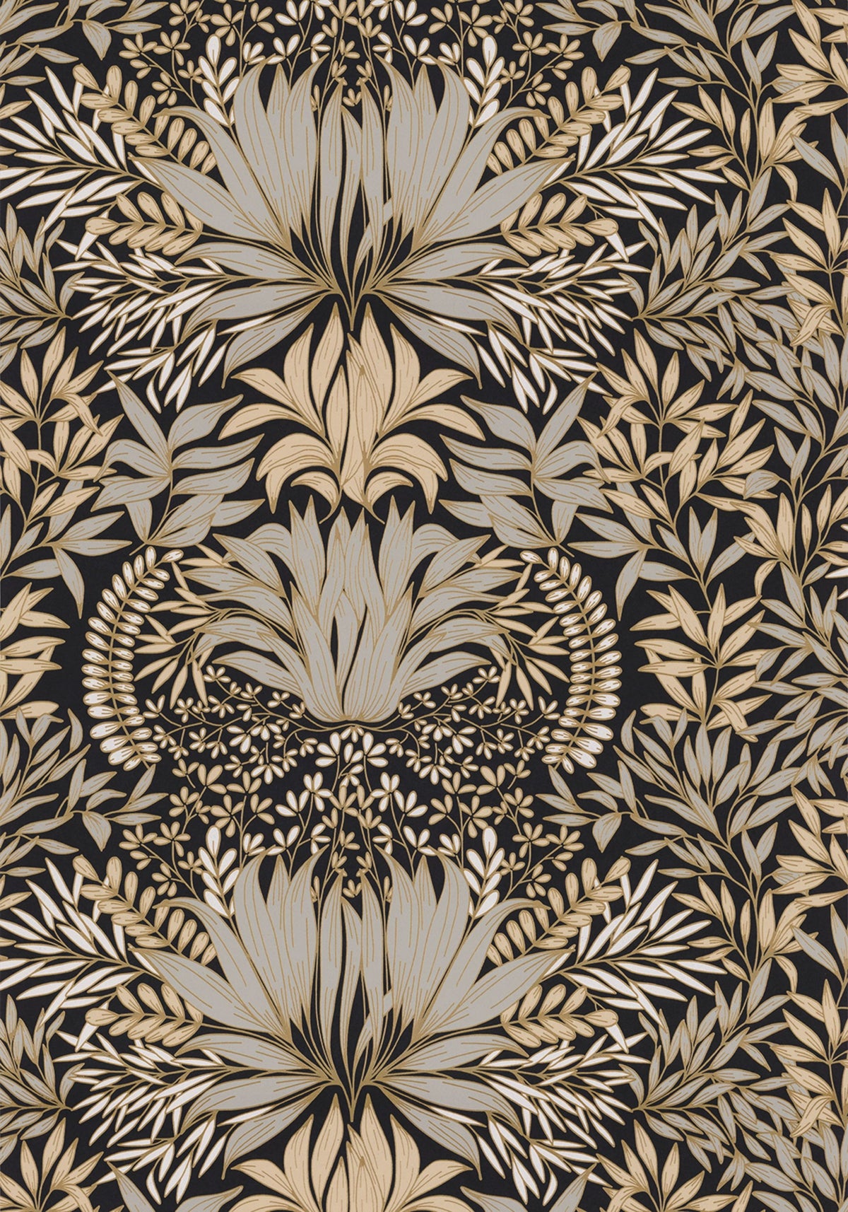 Casamance behang Square Jasmin Chardon 75733670 noir doré (staal)
