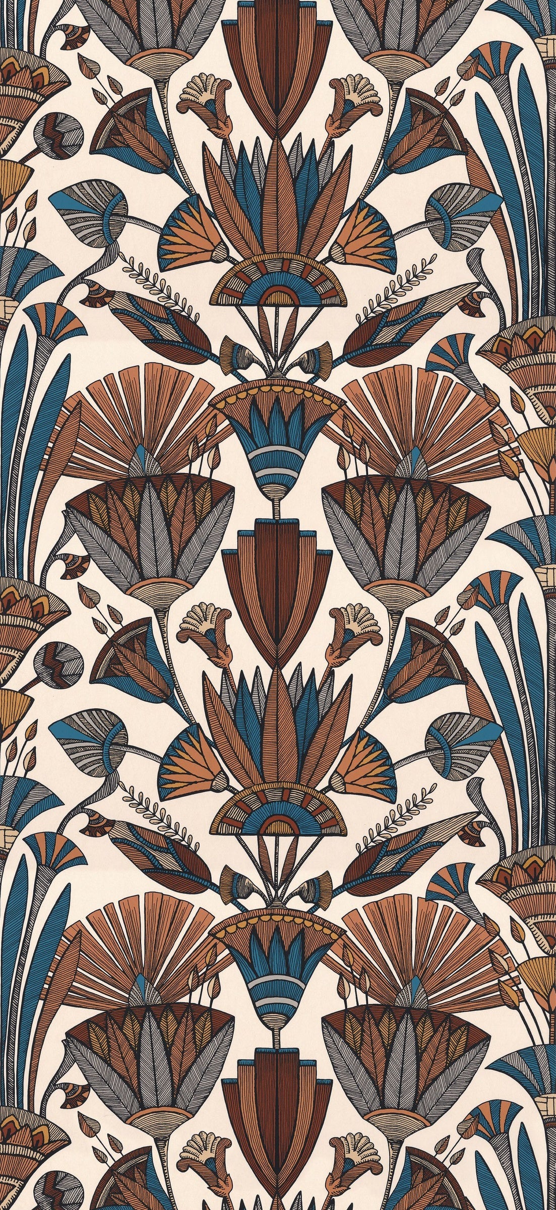 Casamance behang Bord du Nil Denderah 76130712 crème terracotta (staal)