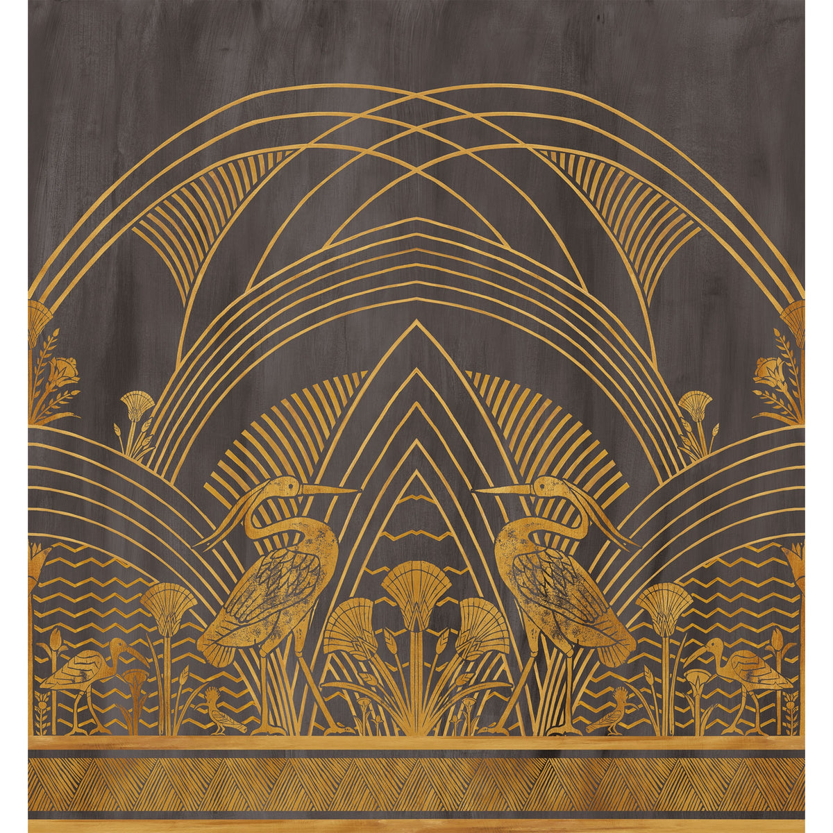 Casamance fotobehang Panoramas 3 Éléphantine 76193262 noir doré