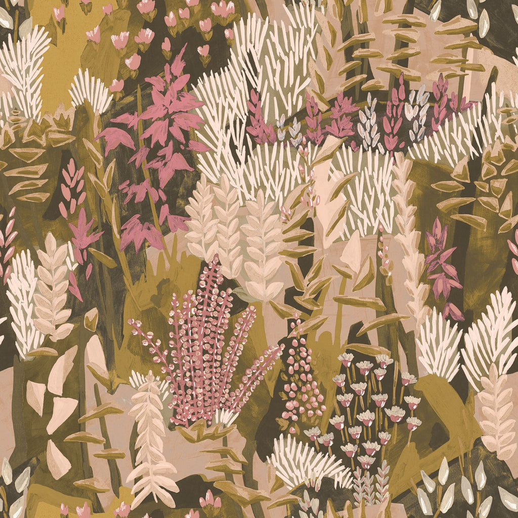 Casamance behang Jardin Félicia Erica 76570202 vert mousse blush