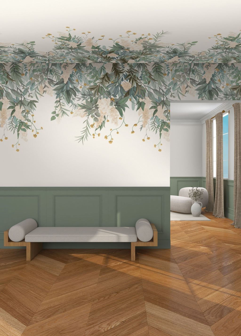 Casamance fotobehang Panoramas 4 Wisteria 76802140 in interieur