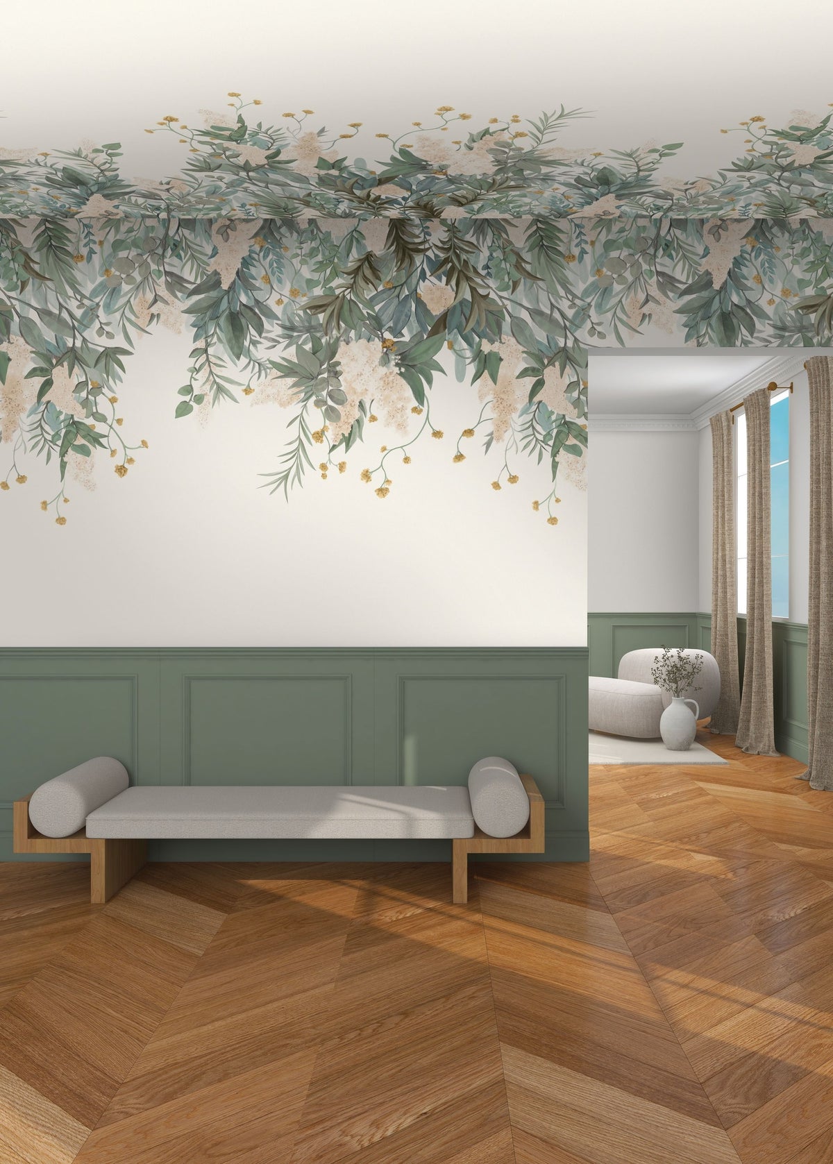 Casamance fotobehang Panoramas 4 Wisteria 76802140 in interieur