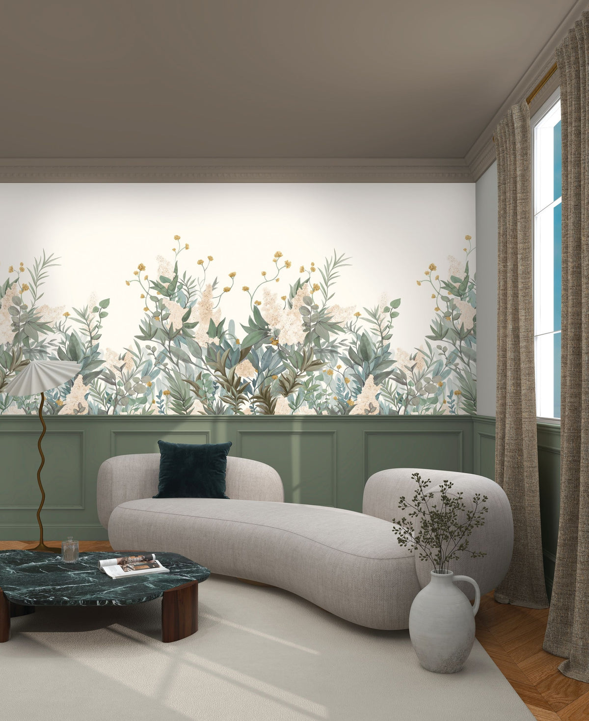 Casamance fotobehang Panoramas 4 Wisteria 76802140 in interieur
