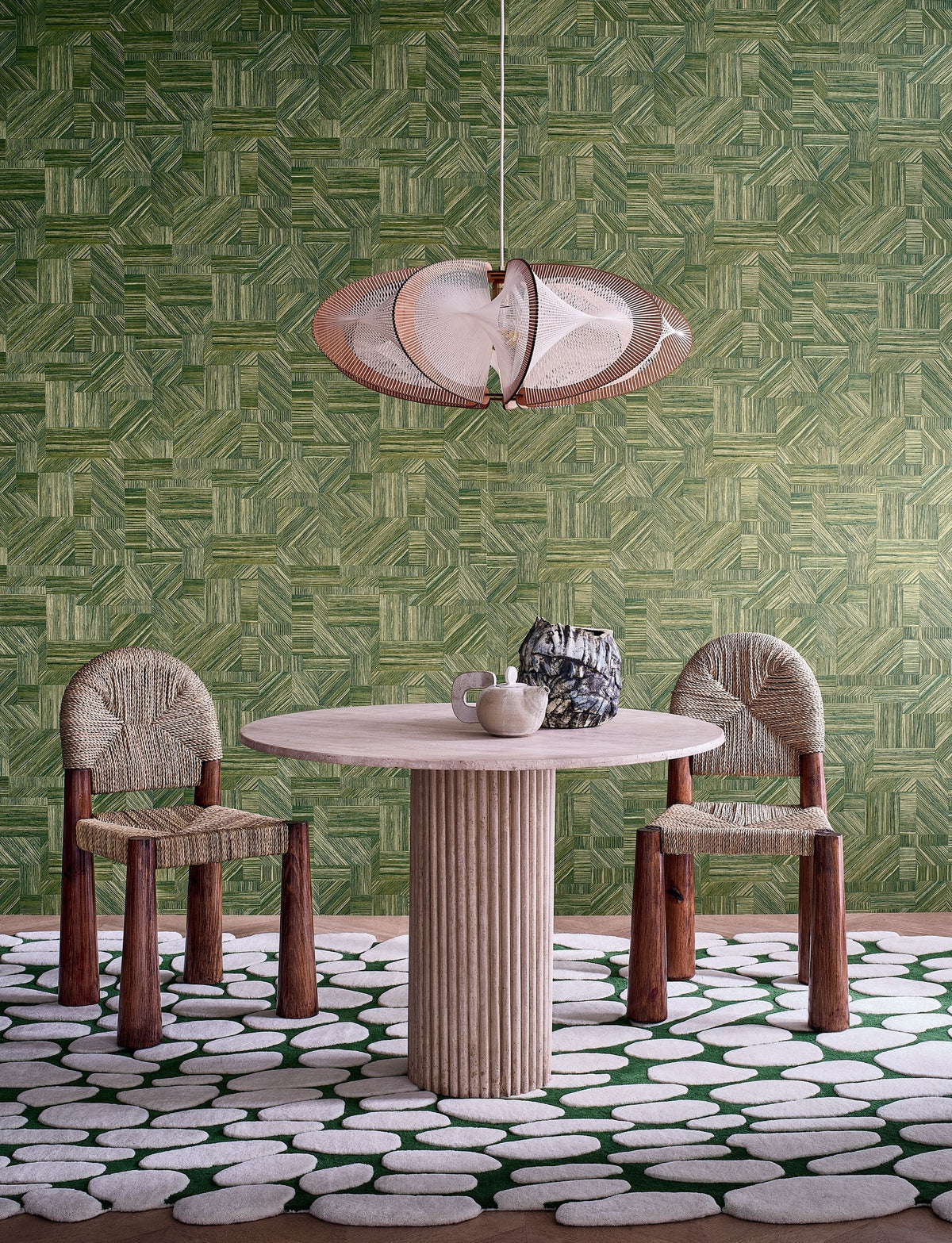 Casamance behang Nature Sur Mesure Imbrication 76892140 in interieur