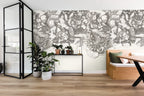 Eijffinger behang Museum 307404 flower fall black and white in interieur