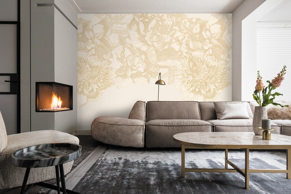 Eijffinger behang Museum 307405 flower fall gold in interieur