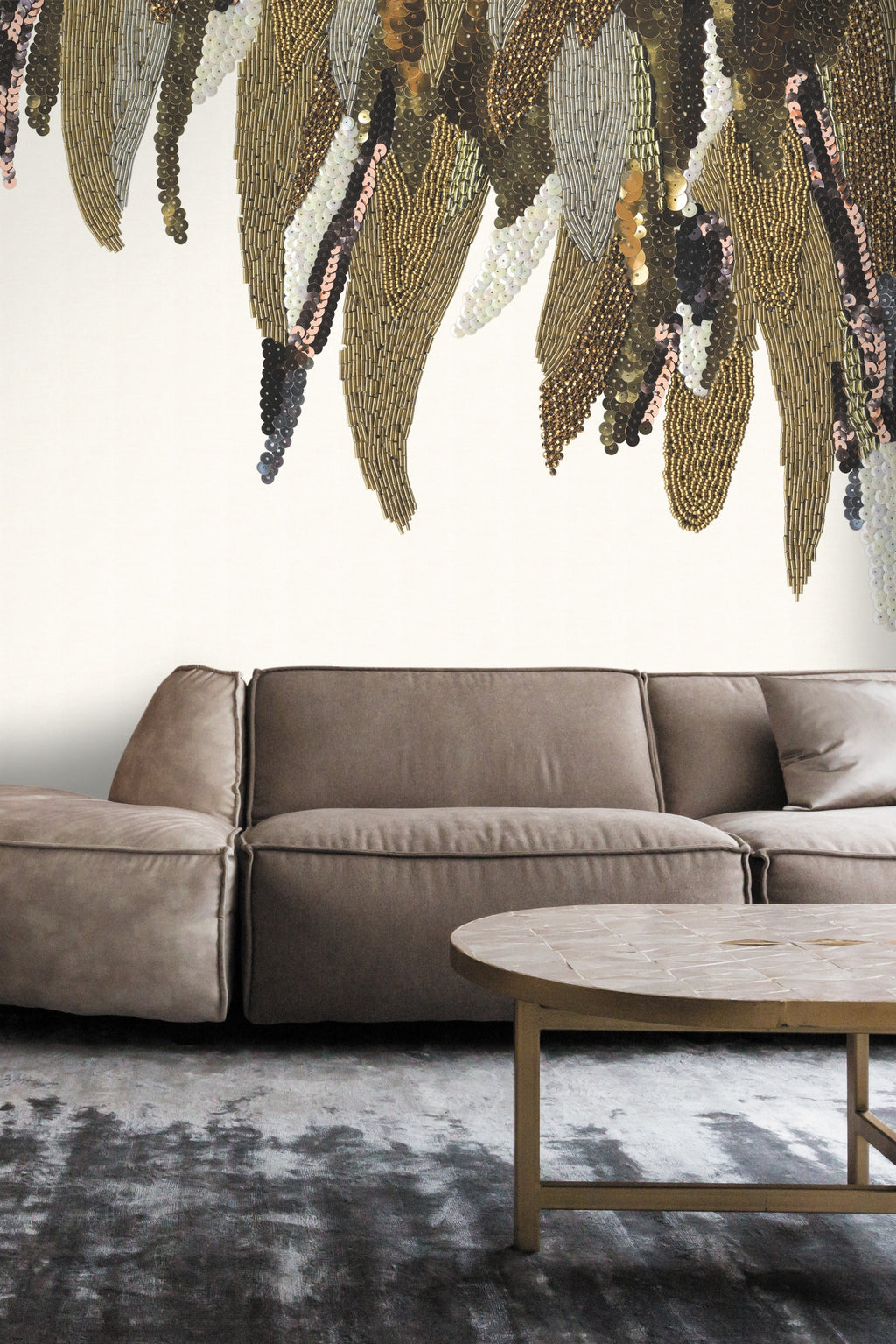 Eijffinger behang Museum 307409 fancy feather down in interieur