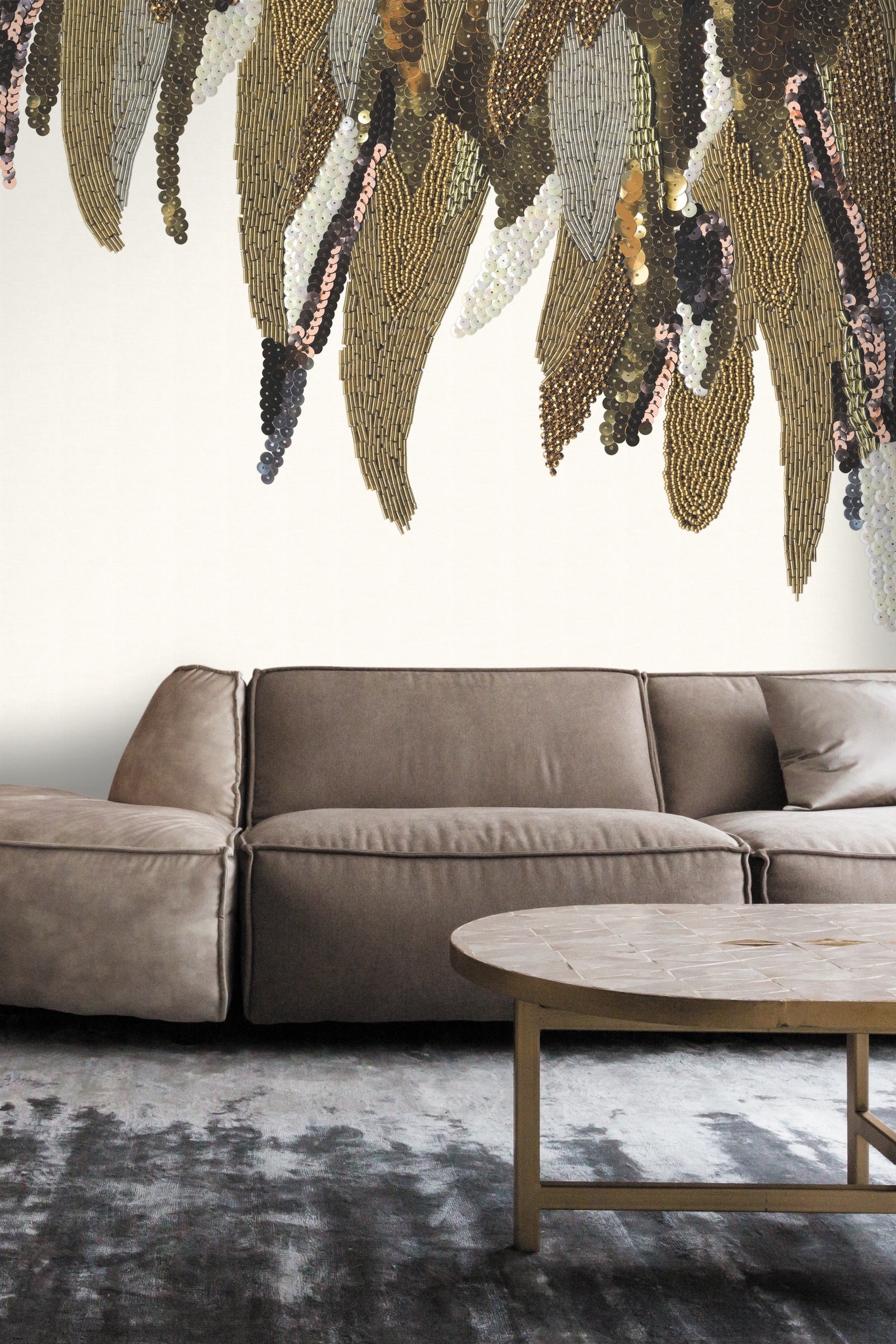 Eijffinger behang Museum 307409 fancy feather down in interieur