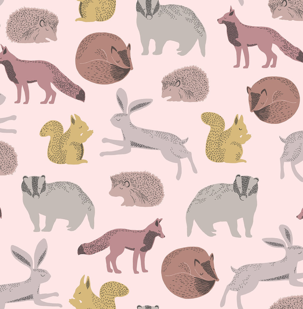 Eijffinger behang Mini Me 399052 forest animals roze geel