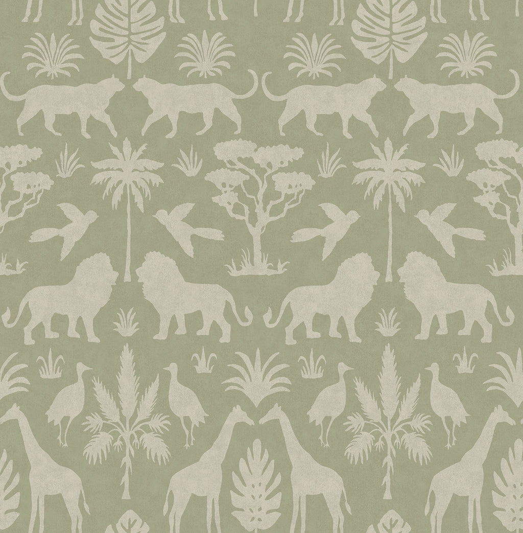 Eijffinger behang Mini Me 399081 safari silhouet groen