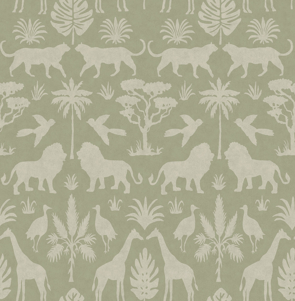 Eijffinger behang Mini Me 399081 safari silhouet groen