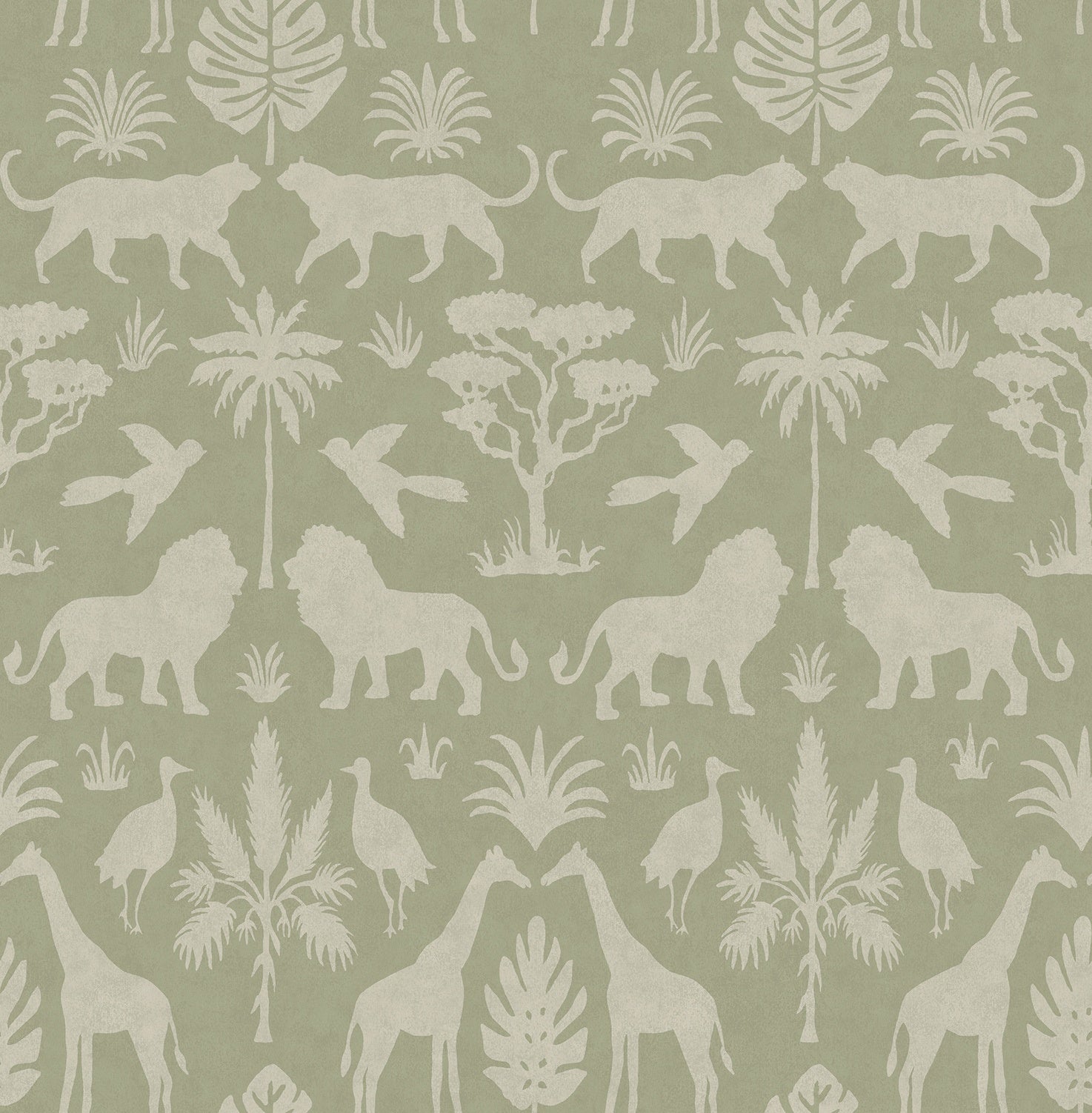 Eijffinger behang Mini Me 399081 safari silhouet groen