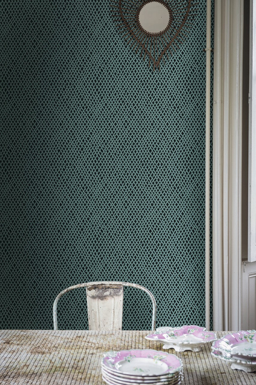 Farrow & Ball Amime 4404 behang in een eetkamer, sfeerbeeld 4