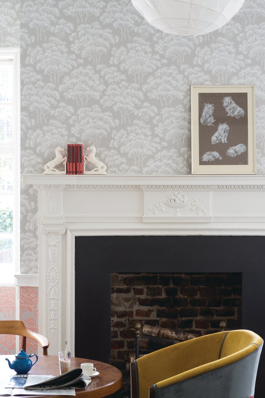Farrow & Ball Hornbeam 5004 behang sfeerbeeld