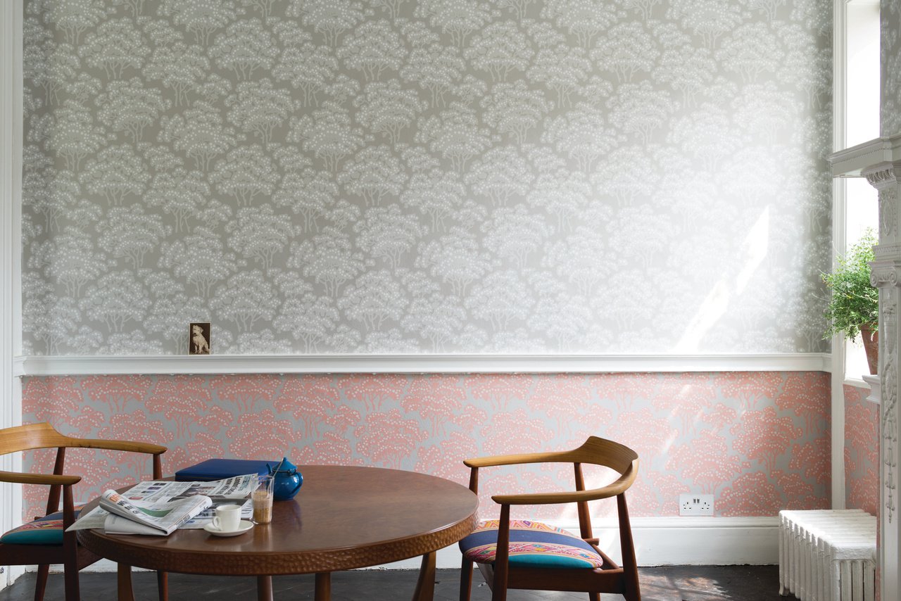 Farrow & Ball Hornbeam 5004 behang sfeerbeeld