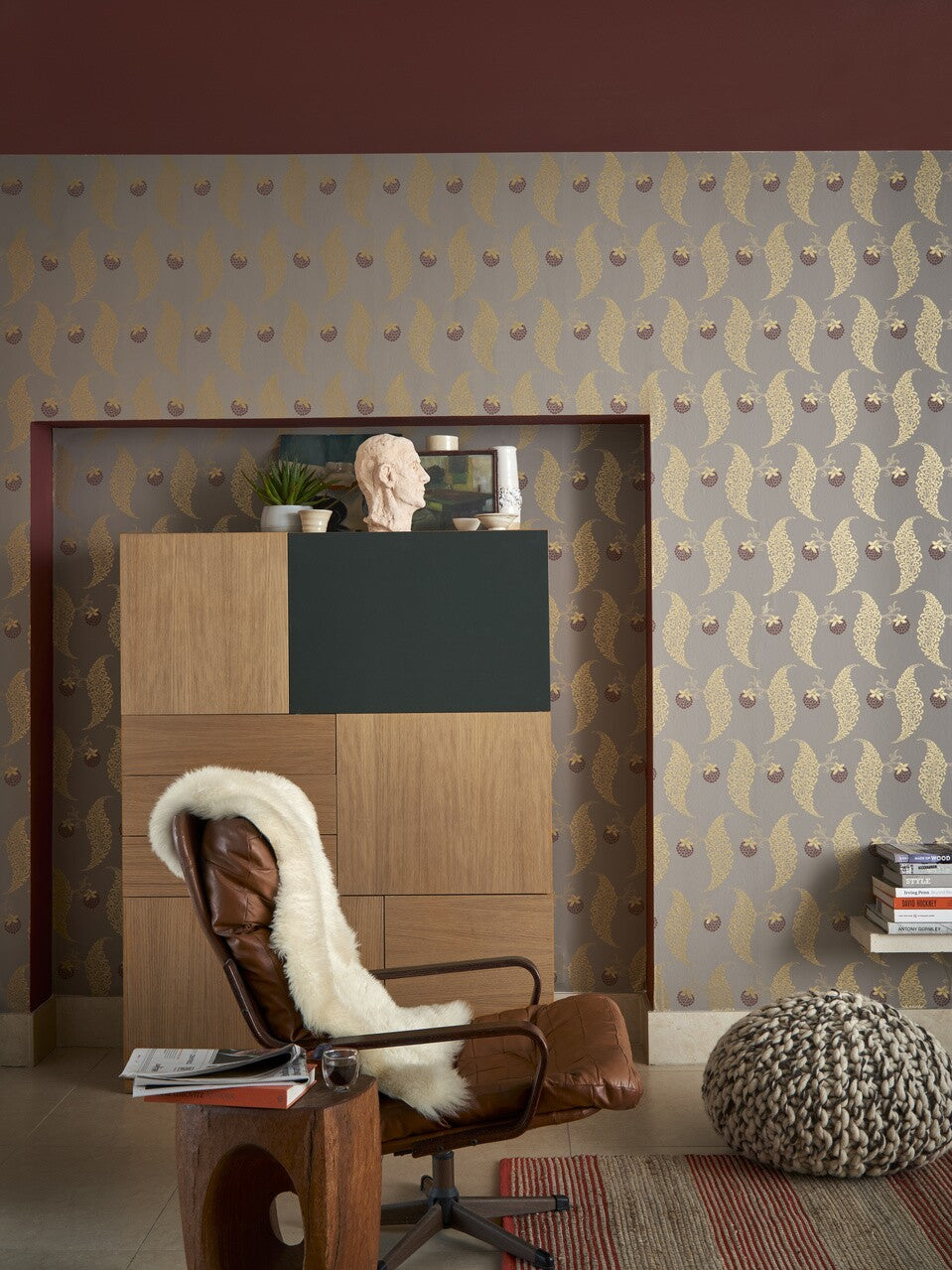 Farrow & Ball Rosslyn Papers BP 1925 behang in een woonkamer, sfeerbeeld 4