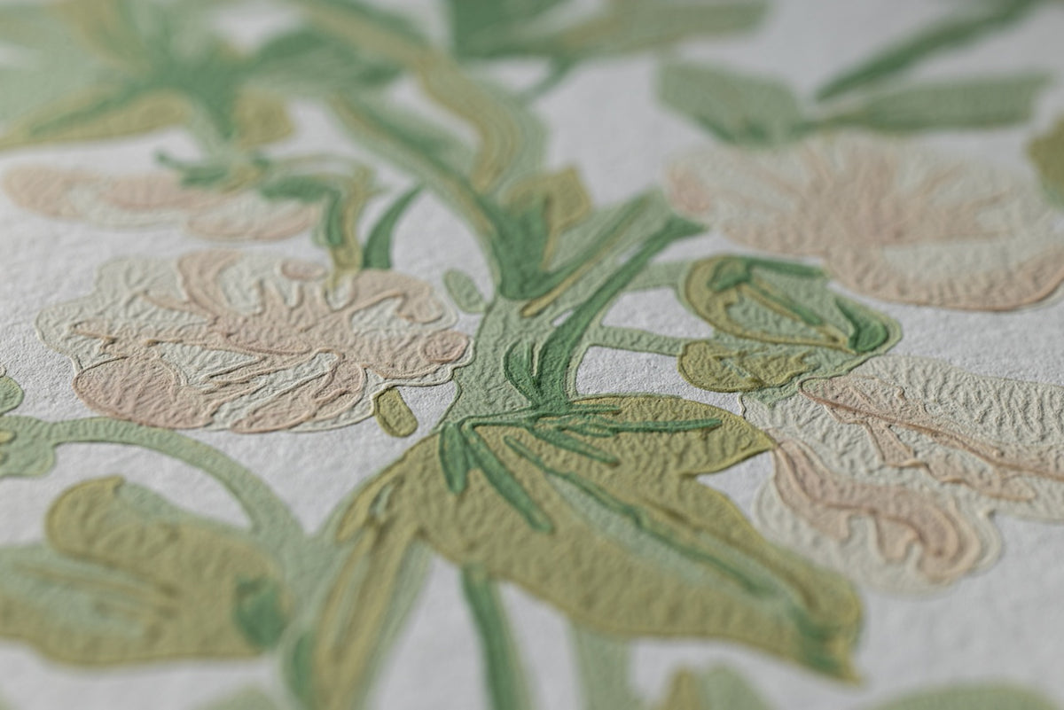 Farrow & Ball The Heritage Papers 6701 Sweet Pea behang, close-up van de print 2