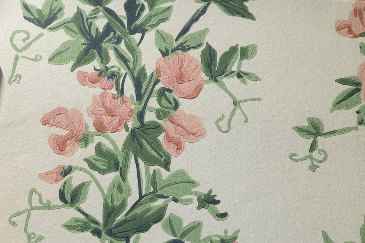 Farrow & Ball The Heritage Papers 6702 Sweet Pea behang, close-up van de print