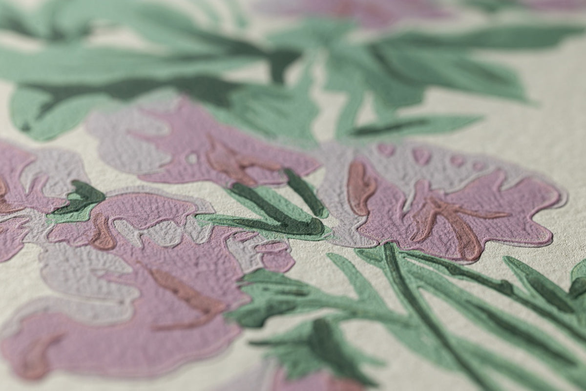 Farrow & Ball The Heritage Papers 6703 Sweet Pea behang, close-up van de print 2