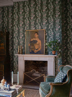 Farrow & Ball The Heritage Papers 6705 Sweet Pea behang in een woonkamer, sfeerbeeld 2