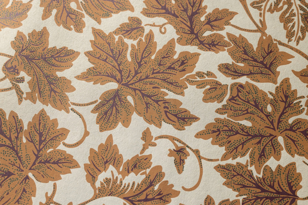 Farrow & Ball The Heritage Papers 6805 Vine Leaf behang, close-up van de print