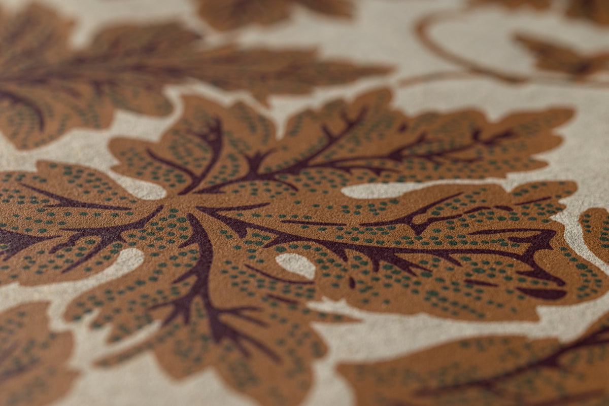 Farrow & Ball The Heritage Papers 6805 Vine Leaf behang, close-up van de print 2
